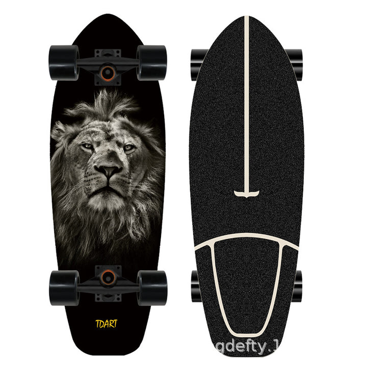 Artistic Lion Design Skateboard Bowlift