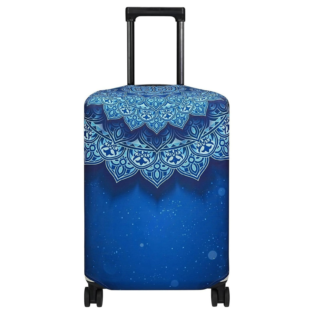 Unisex non-elastic suitcase cover with mandala motif, stretch protective cover for telescopic handle and wheels Bowlift