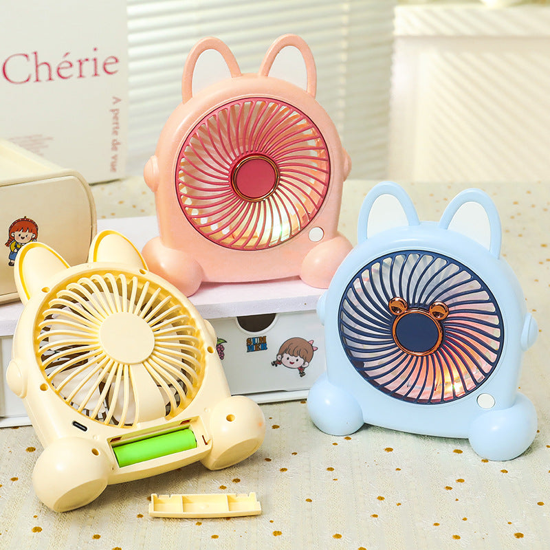 Portable USB Table Fan with LED Lighting and Flexible Tilt Angle Bowlift