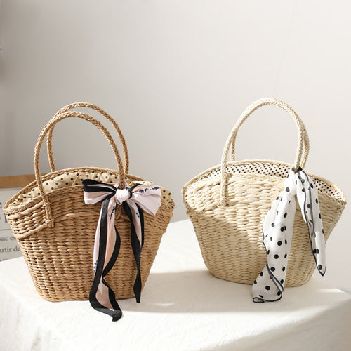 Braided beach bag with dotted inner pocket Bowlift