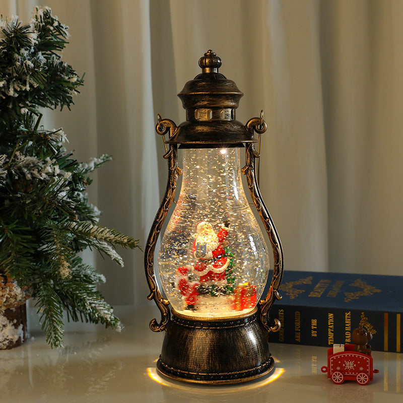 Decorative LED Lantern with Winter Scene Bowlift