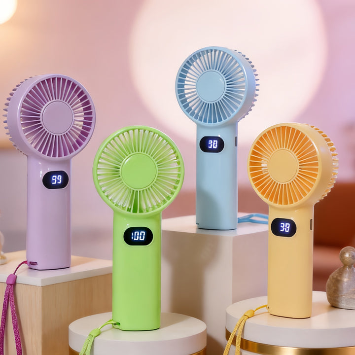 Portable handheld fan with digital temperature display Bowlift