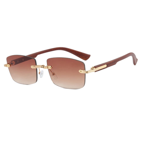 Women square sunglasses with wooden frame and gradient lenses Bowlift