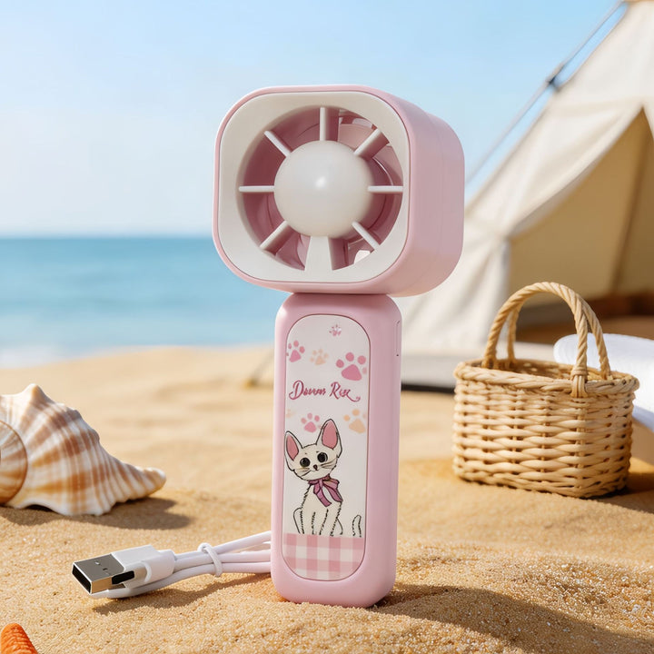 Women's Portable Mini Fan with Cute Animal Design and USB Charging Function Bowlift