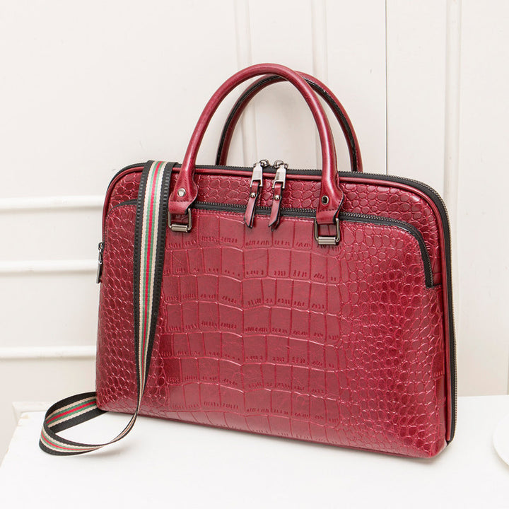 Elegant Laptop Briefcase in Crocodile Look Bowlift