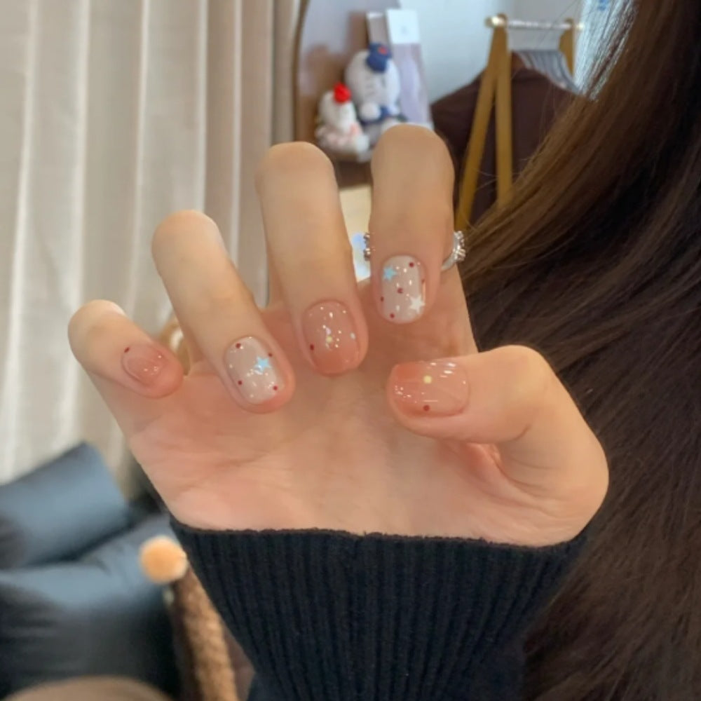 Artistic Press-On Nail Set with Star Design Bowlift