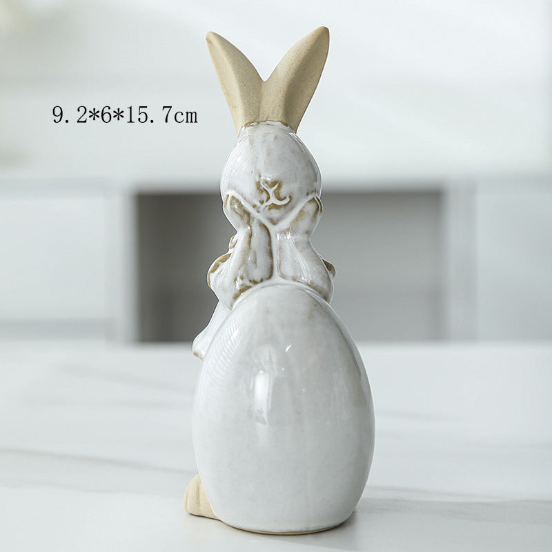 Whimsical Ceramic Bunny Figurine Bowlift