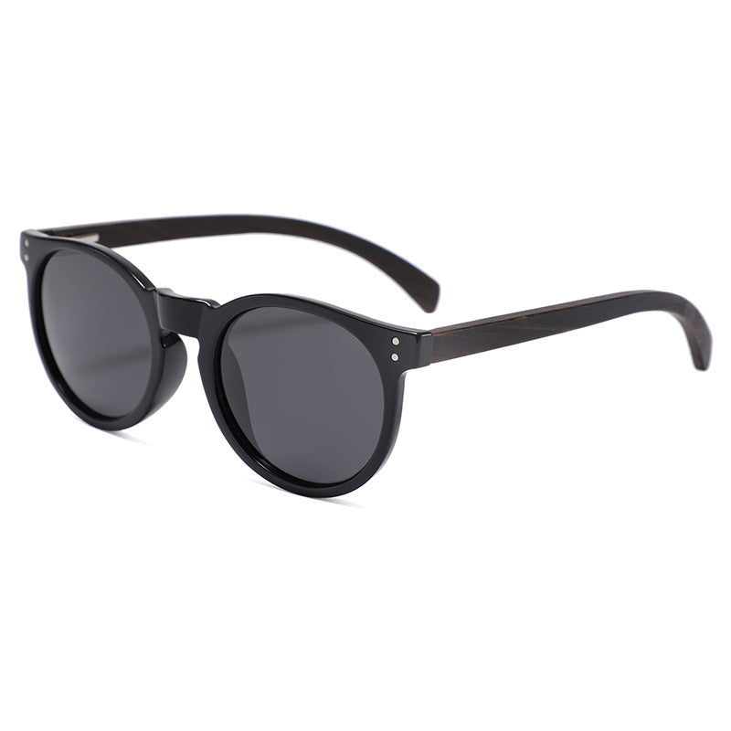 Rimless oversized cat eye polarized sunglasses with wood-effect temples Bowlift