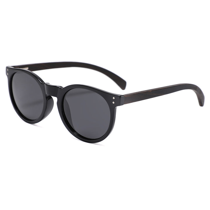 Rimless oversized cat eye polarized sunglasses with wood-effect temples Bowlift