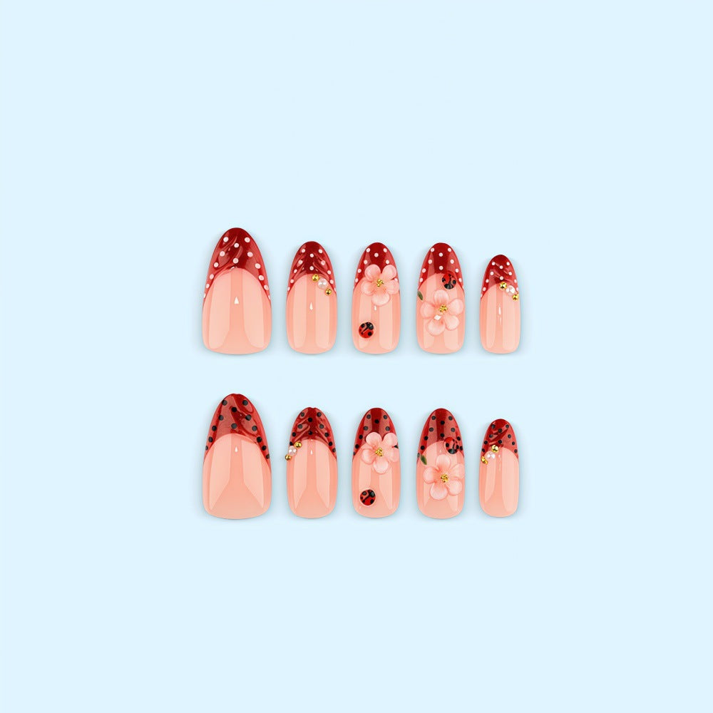 Creative tip design artificial nails with floral accents Bowlift