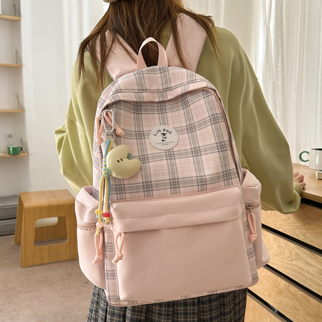 Stylish Plaid Backpack Bowlift