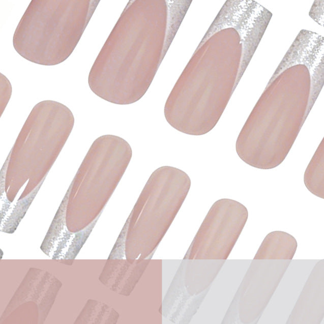 Stylish Glittery French Tip Acrylic Nails Bowlift