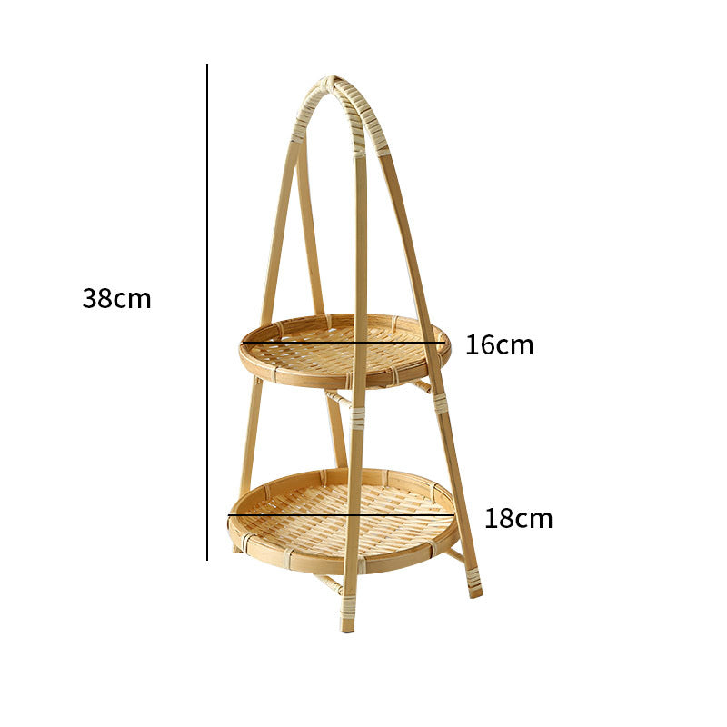 Unisex Three-Tier Serving Stand made of hand-woven natural material Bowlift