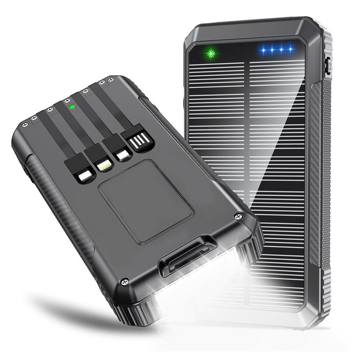 Power bank with solar charging function and integrated LED lamp Bowlift