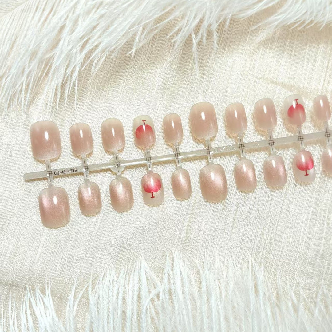 Artificial nails with elegant gradient and glitter accent design Bowlift