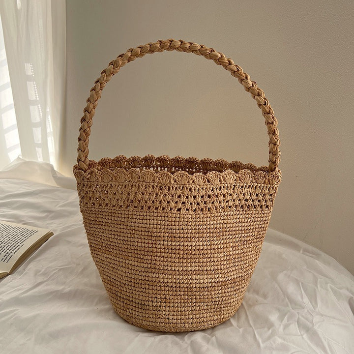 Handcrafted Leisure Bag Made of Woven Straw Bowlift