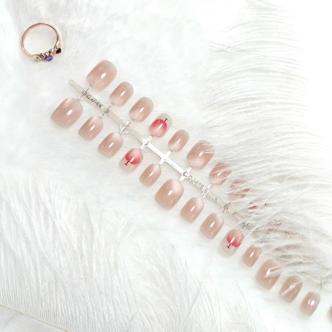 Artificial nails with elegant gradient and glitter accent design Bowlift
