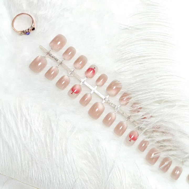 Artificial nails with elegant gradient and glitter accent design Bowlift