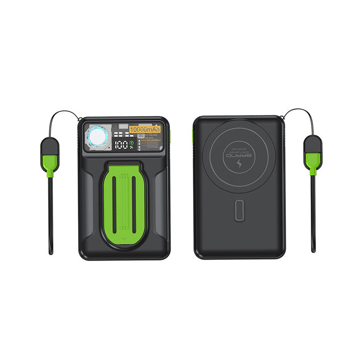 Portable power bank with integrated wireless charging station and precise LCD display Bowlift