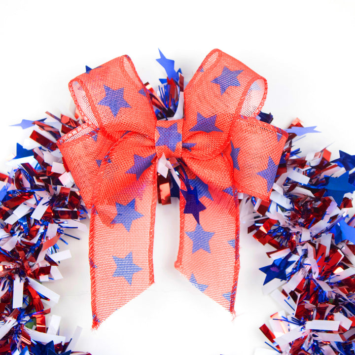 Unisex decorative door wreath with star confetti and large bow Bowlift