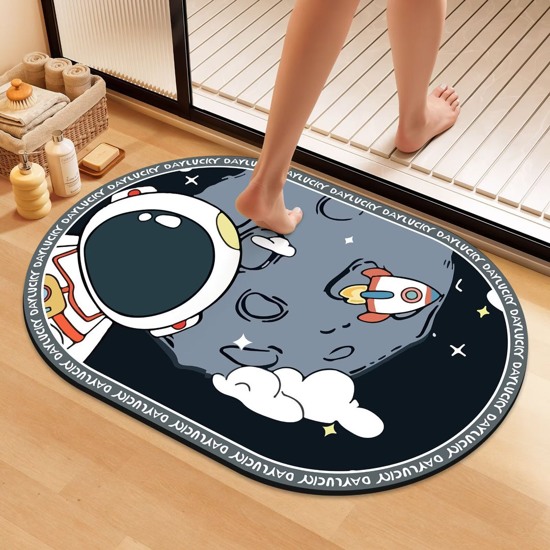 Artistic Floral Bath Mat Bowlift
