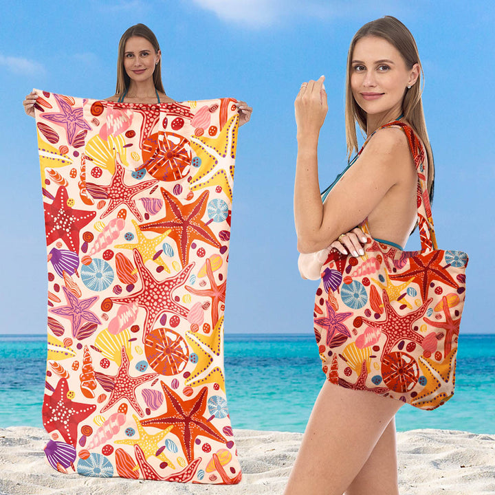 Beach towel with integrated tote bag design Bowlift