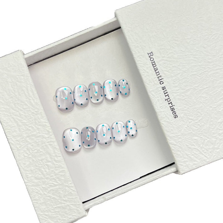 Decorative Press-On Nail Set with Romantic Accents