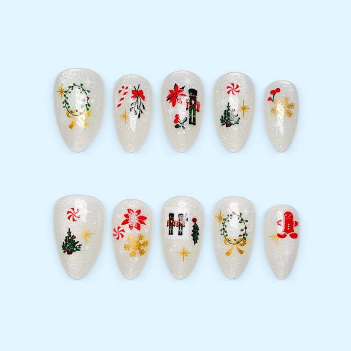 Artificial nails with festive Christmas designs Bowlift