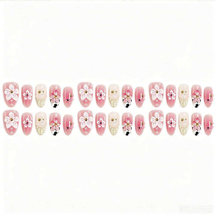 Artificial nail set with elegant floral accents Bowlift