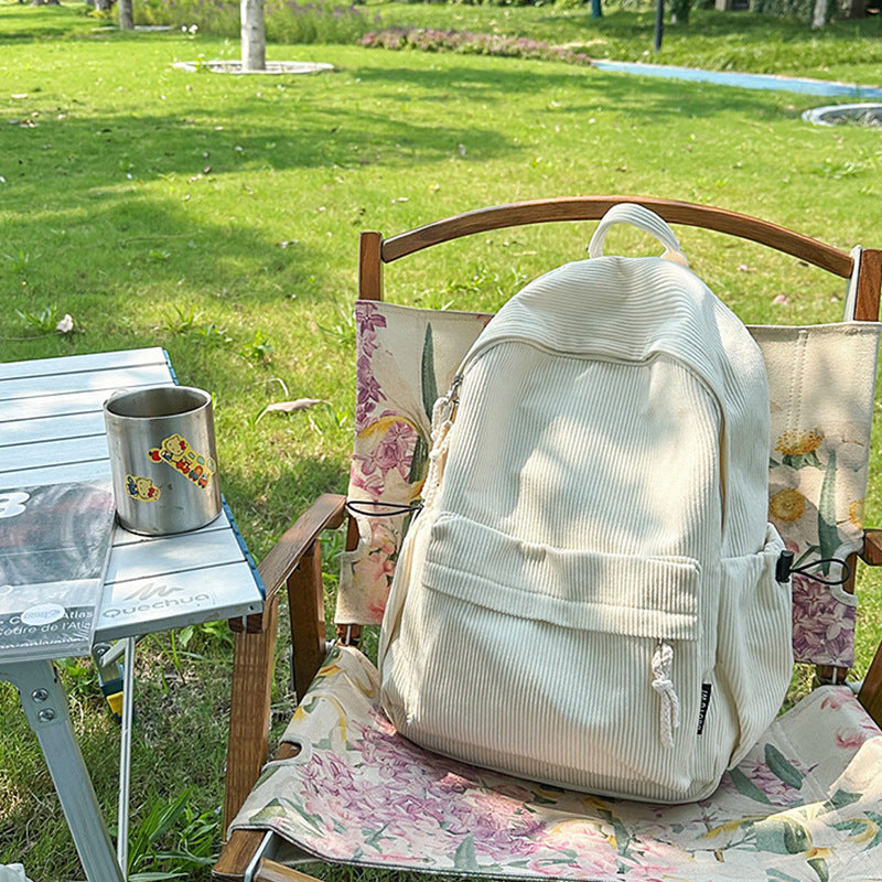 Corduroy Textured Casual Backpack Bowlift