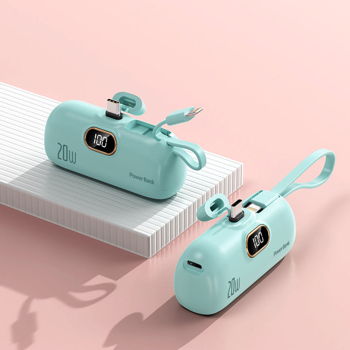 Power bank with integrated charging cable Bowlift