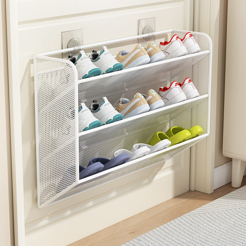 slim overdoor mesh shoe rack organizer with ventilated angled shelf Bowlift