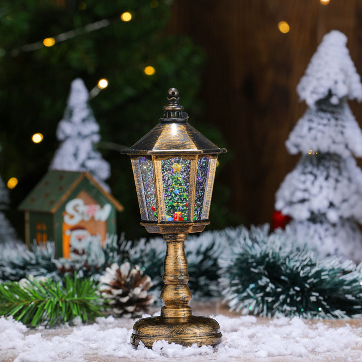 LED Decorative Lantern with Santa Figurine Bowlift
