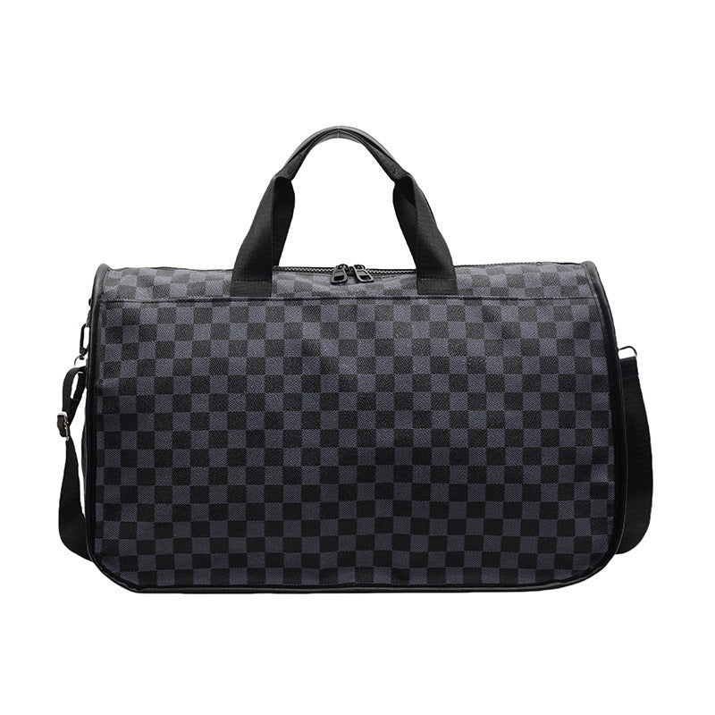 Stylish Checkerboard Travel Duffel Bag Bowlift