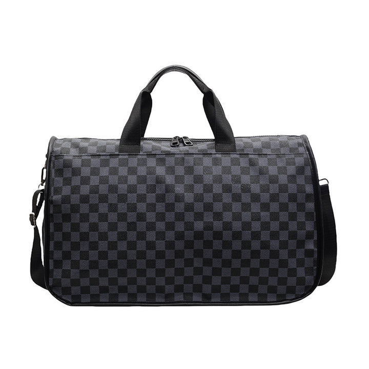 Stylish Checkerboard Travel Duffel Bag Bowlift