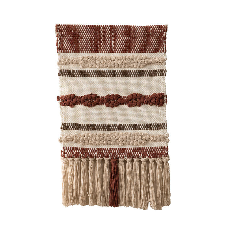 Boho Wall Hanging Macrame with Hand-Knotted Fringes and Woven Cable Patterns Bowlift