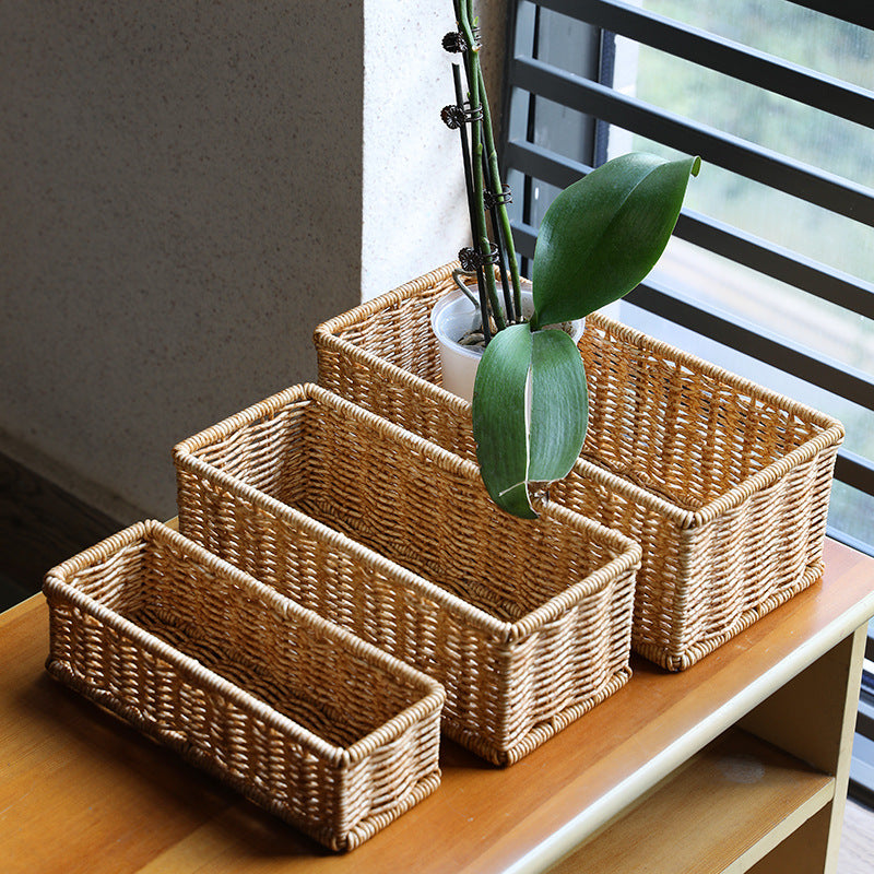 Rectangular Woven Organizer Basket Bowlift
