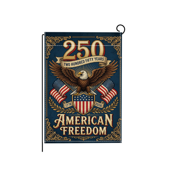 Distressed Vintage American Flag Garden Banner With Statue Of Liberty Motif Double-Sided Polyester