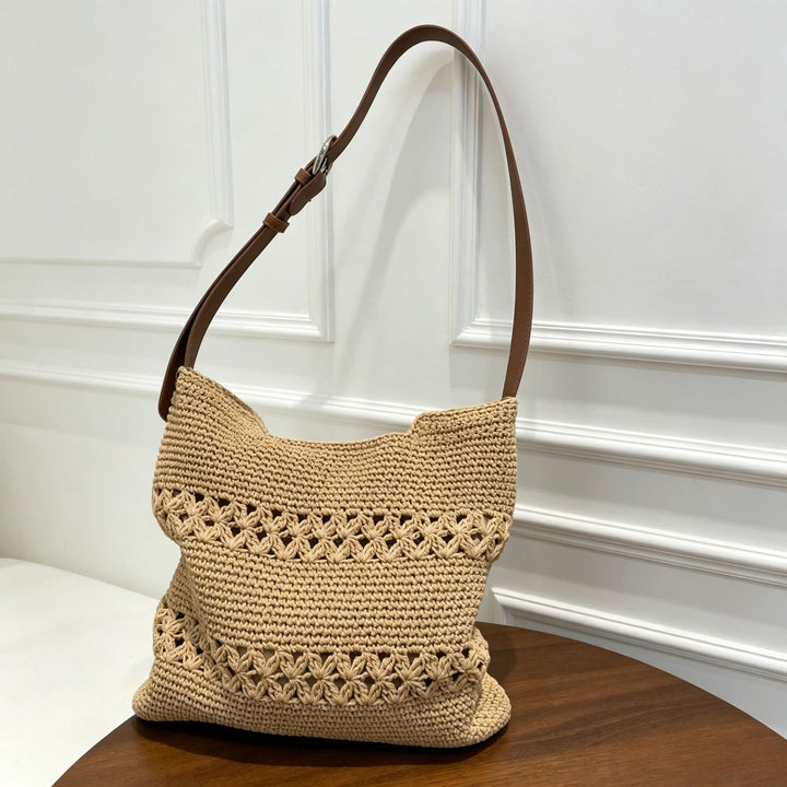 Hand-knotted shoulder bag with leather straps Bowlift