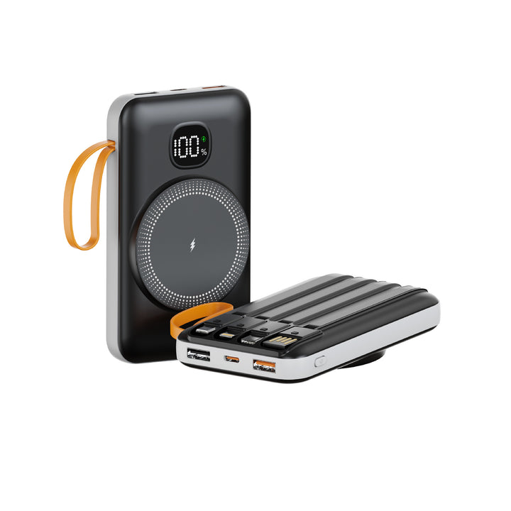Portable power bank with integrated inductive fast charging function and LED charging status indicator Bowlift