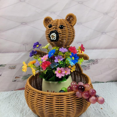 Cute Animal-Themed Woven Storage Basket Bowlift