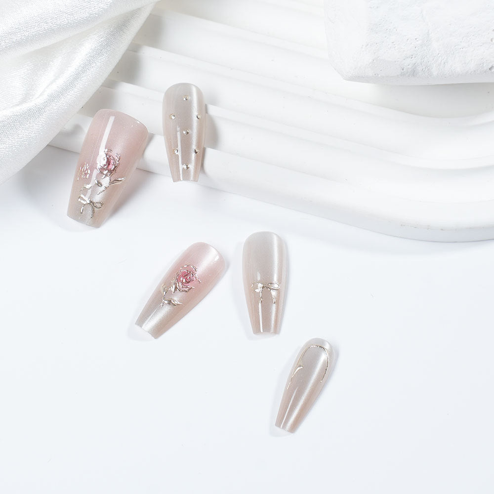 Artistic Press-On Nail Extensions Bowlift