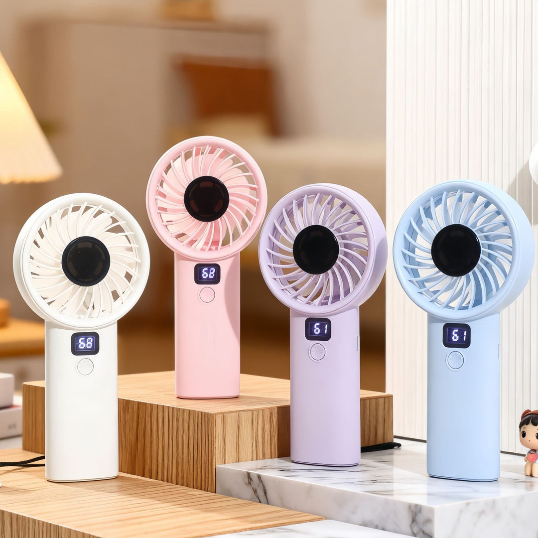 Ladies portable battery fan with digital speed display Bowlift