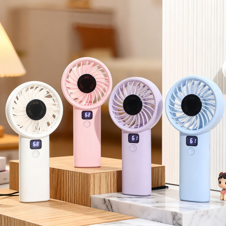 Ladies portable battery fan with digital speed display Bowlift