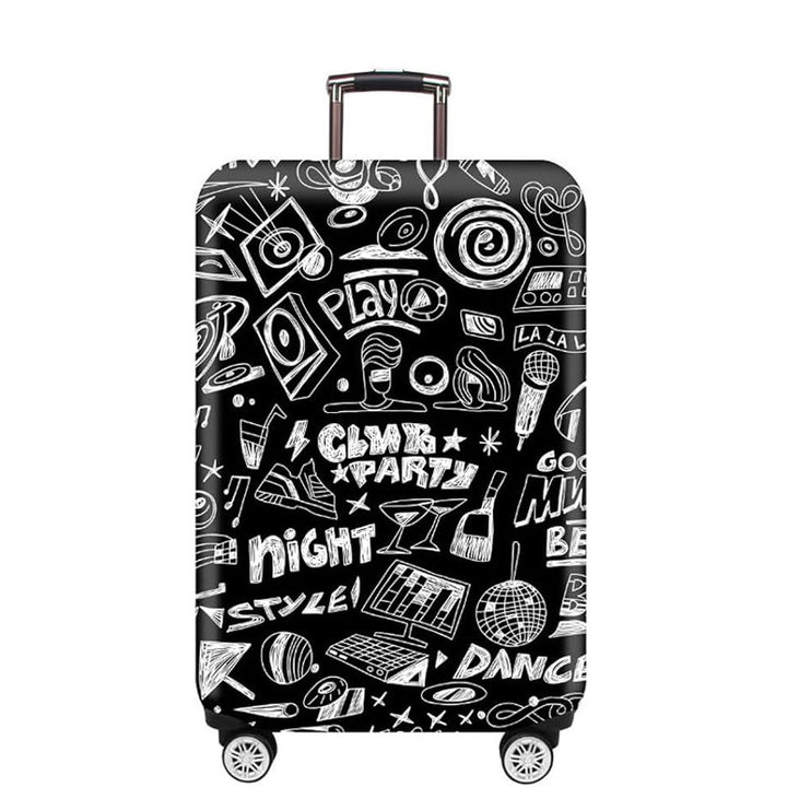 Unisex nan elastic Suitcase Cover with urban Doodle pattern, zipper and all-round protection for 4-wheel trolleys Bowlift