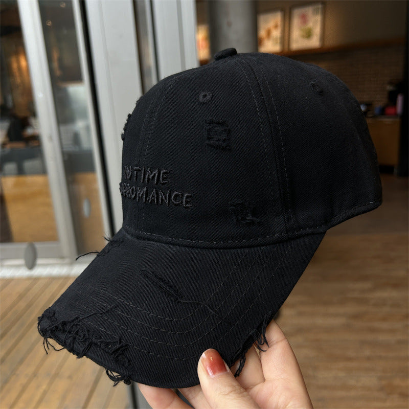 Women's Distressed Cotton Baseball Cap Bowlift