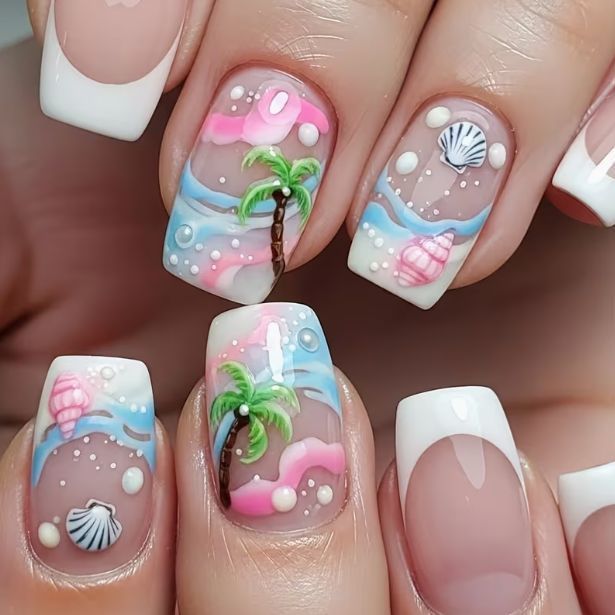 Tropical Beach-Themed Nail Art Enhancements Bowlift