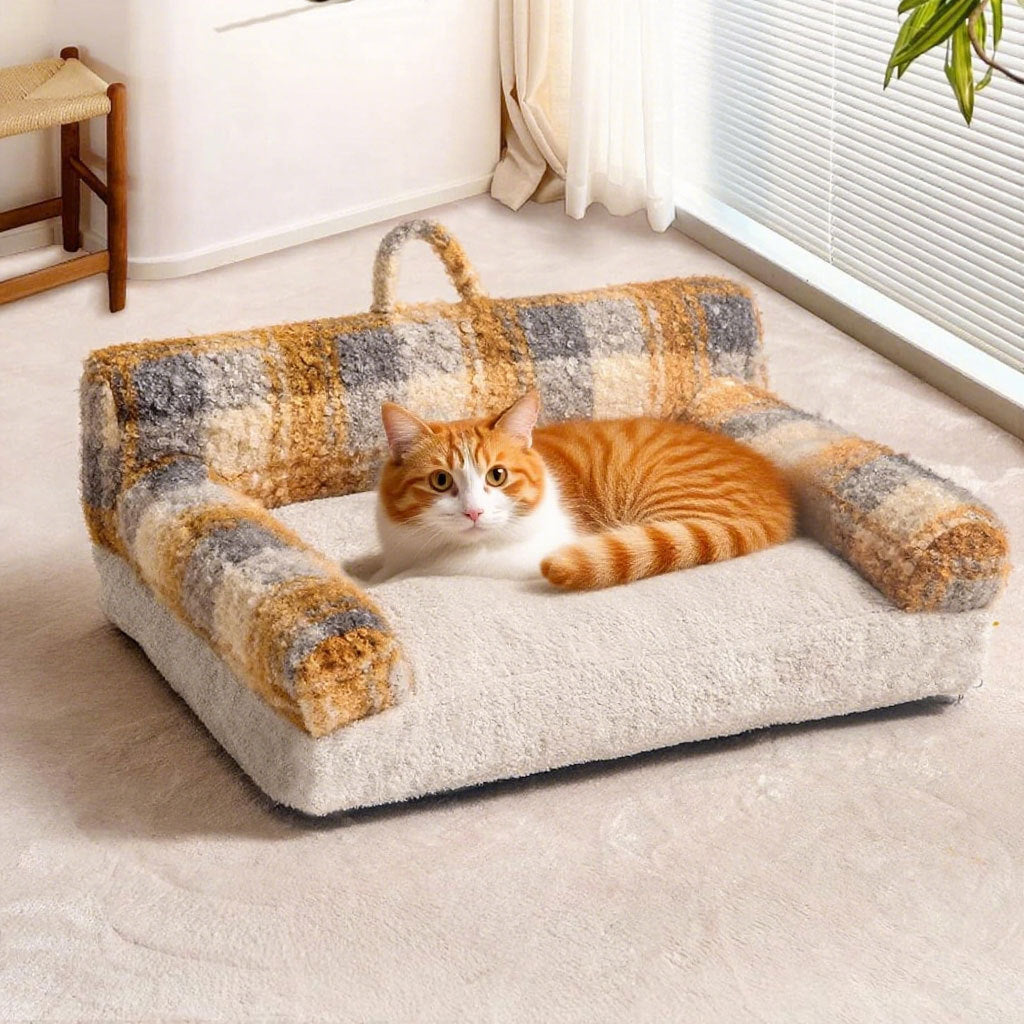 Cozy Plaid Dog Bed