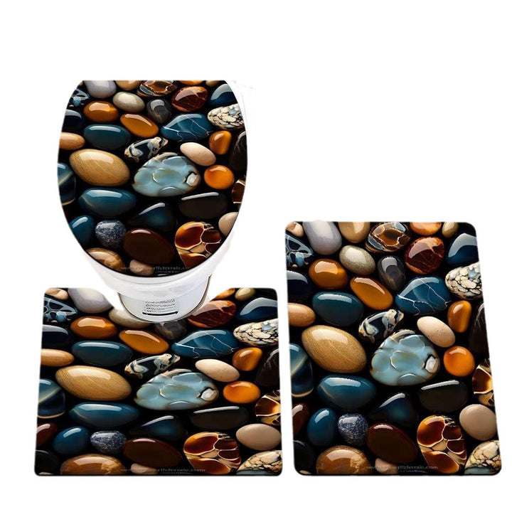 Decorative Pebble Bathroom Mat Set Bowlift