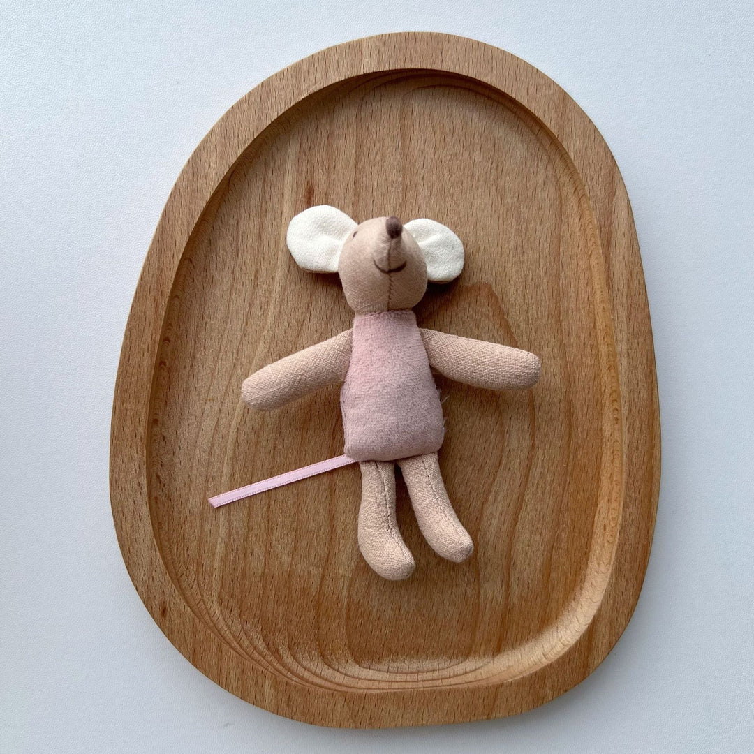 Handcrafted Cotton Plush Mouse Doll with Crochet Dress